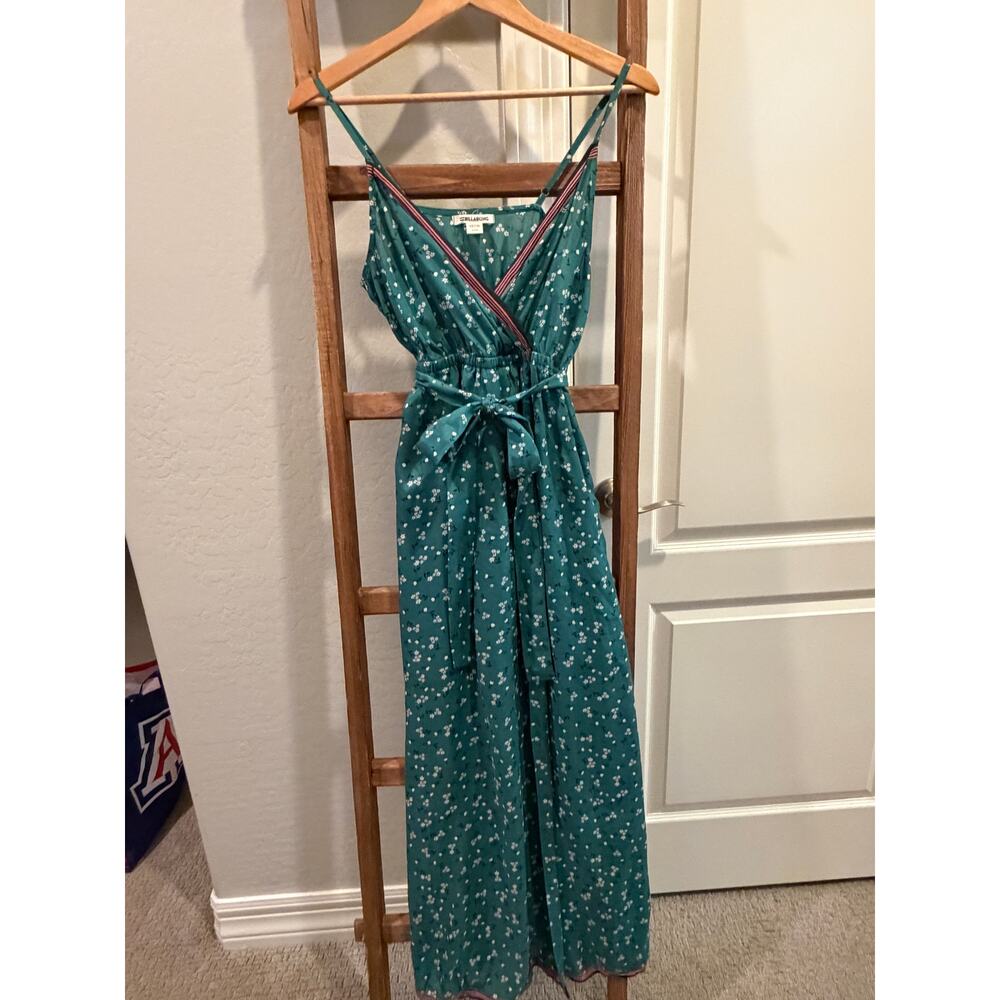 Billabong- Juniors' Soft Seas Green and White Printed Maxi Sundress- Small - Picture 8 of 8